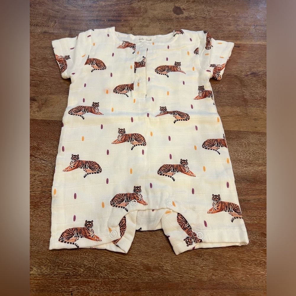 Cream Tiger Print Baby Romper